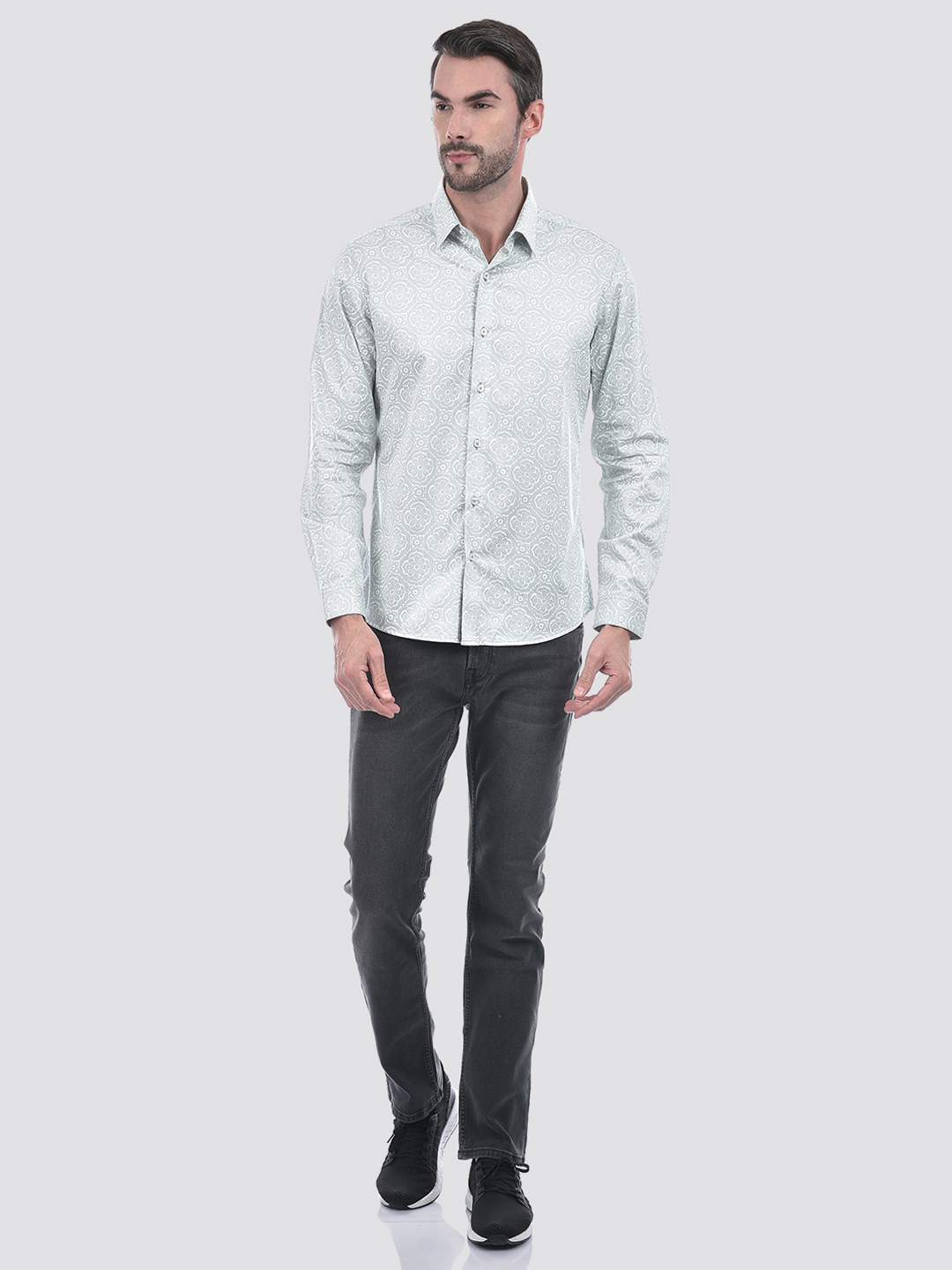 Numero Uno Men Floral Print Green Shirt